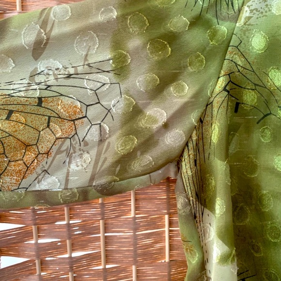 90s Vintage sheer blouse with unique buttons and wild fabric - Picture 9 of 11